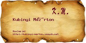 Kubinyi Márton névjegykártya